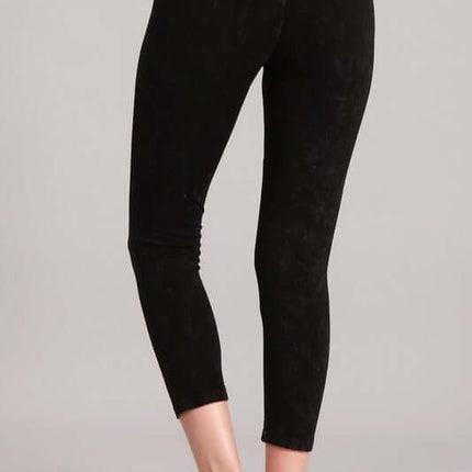 Tummy Control Mineral Washed Capri Leggings Made in USA