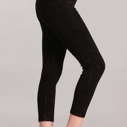 Tummy Control Mineral Washed Capri Leggings Made in USA