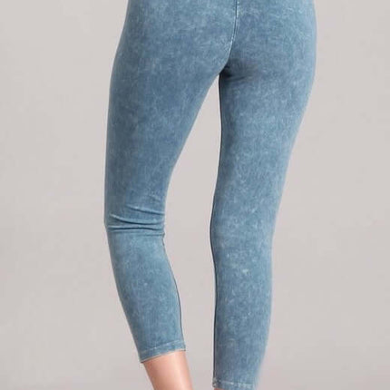 Tummy Control Mineral Washed Capri Leggings Made in USA