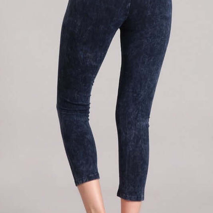 Tummy Control Mineral Washed Capri Leggings Made in USA