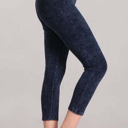 Tummy Control Mineral Washed Capri Leggings Made in USA