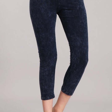 Tummy Control Mineral Washed Capri Leggings Made in USA