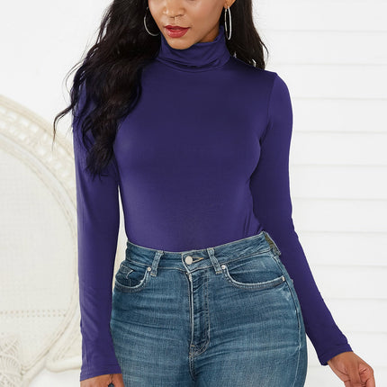 Sexy Women Clothing 12-Color Long Sleeve Turtleneck Slim Fit Solid Color Tight Bodysuit Winter Plus size