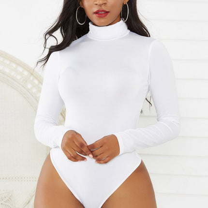 Sexy Women Clothing 12-Color Long Sleeve Turtleneck Slim Fit Solid Color Tight Bodysuit Winter Plus size