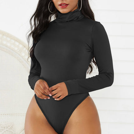 Sexy Women Clothing 12-Color Long Sleeve Turtleneck Slim Fit Solid Color Tight Bodysuit Winter Plus size