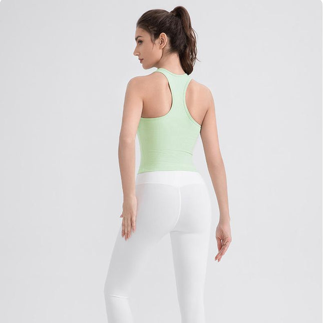 Yoga Vest Women with Chest Pad Pilates Training Top High Elastic Breathability Running Workout Bra Sports Vest