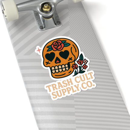 Eye-Catching Kiss-Cut Stickers for Unique Decor, Laptop, Water Bottles, Gifts, Trash Cult Supply Co. Skull Design