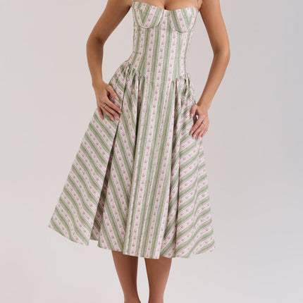 Gentle Green Shivering Sling Dress Women Summer Waist Tight Seaside Vacation Beach Dress