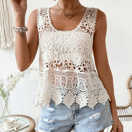 Women Knitted Openwork Halter Top