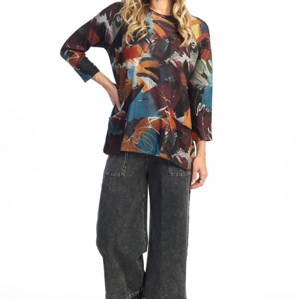 "Ballad" French Brush Patch Pockets Tunic Top