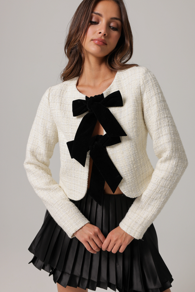 "Kinzie" L/S Tweed Bow Top