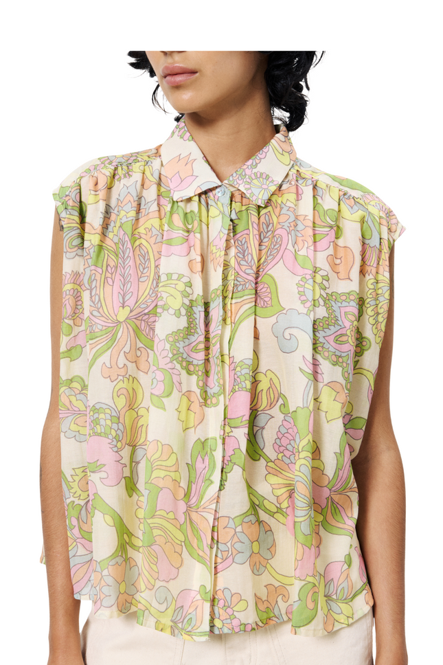 "Itia" Collar Pleated Top