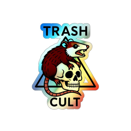 Holographic Trash Cult Stickers - Unique Decals for Skateboards, Laptops, Water Bottles, Fun and Quirky Gifts