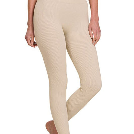 Ribbed Seamless High Waisted Full Length Leggings