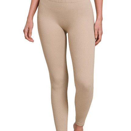 Ribbed Seamless High Waisted Full Length Leggings