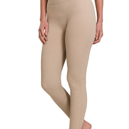 Ribbed Seamless High Waisted Full Length Leggings