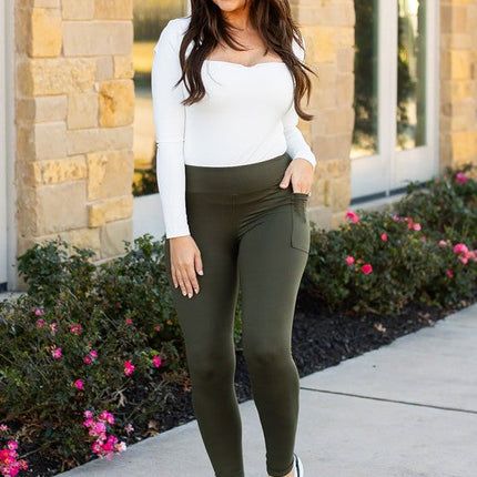 The Oakley Olive Green Full Length Leggings