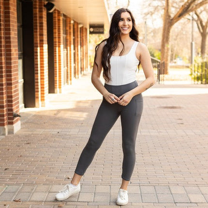 The Amy -7/8 Ankle Length CHARCOAL Leggings Pocket