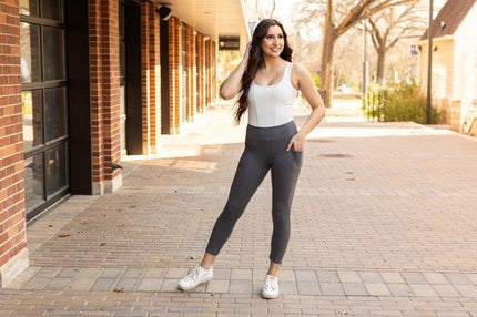 The Amy -7/8 Ankle Length CHARCOAL Leggings Pocket
