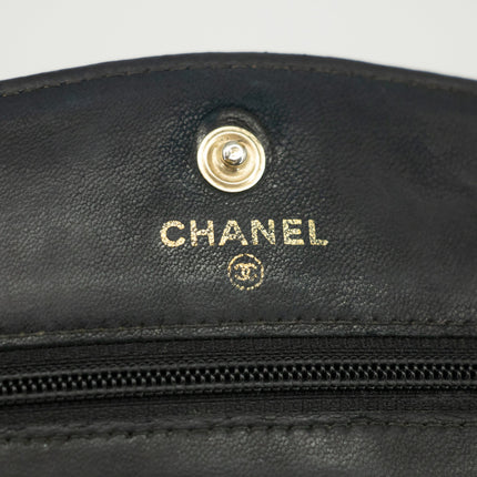 Chanel Black Caviar Skin Gold Hardware Wallet On Chain Crossbody Bag #2313