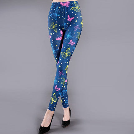 Spring and Summer Printed Milk Silk Leggings