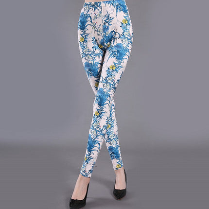 Spring and Summer Printed Milk Silk Leggings