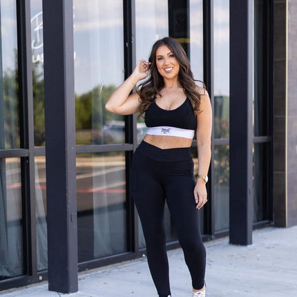 Crossover  Black Pocket Full Length Leggings R4