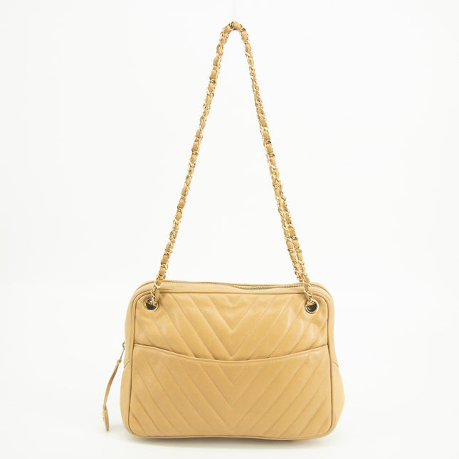 Chanel Lambskin Chevron Beige Camera Bag   #2567