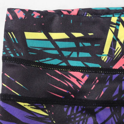 Printed Wide Waistband Active Leggings with Stirrups