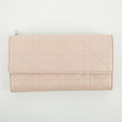 Christian Dior Pink Cannage Leather Long Wallet #2648