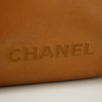 Chanel Logo Caviar Tote Tan Leather Bag  #2996