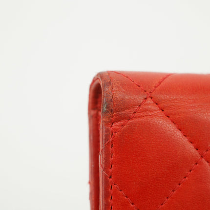 Chanel Lambskin Matelasse Red Long Wallet 22 Series #3127