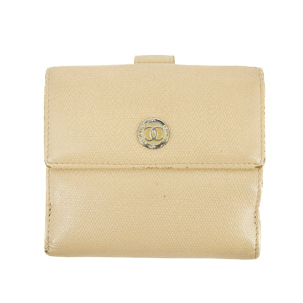 Chanel Beige CC Leather Compact Trifold Wallet #3140