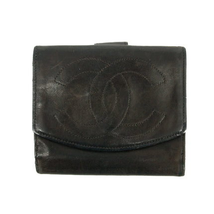 Chanel Coco Mark CC Lambskin Compact Wallet Black #3141