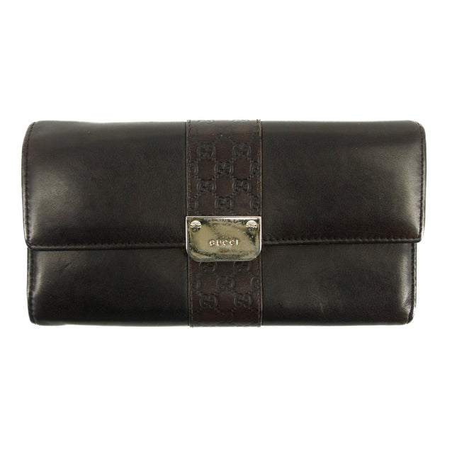 Gucci GG Guccisima Brown Leather Long Continental Wallet #3300
