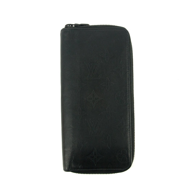 Louis Vuitton Shadow Leather Black Long Zippy Wallet #3382