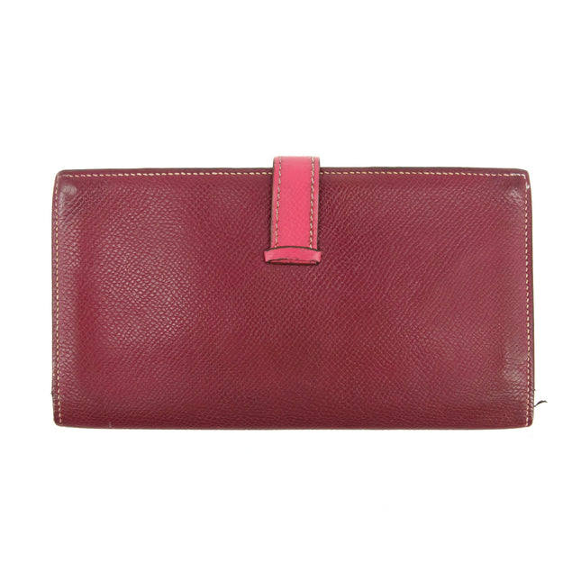 Hermes Burgundy Leather Bearn Soufflet Wallet #3397