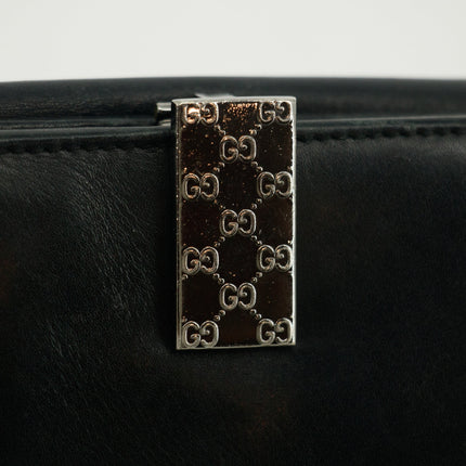 Gucci Black Leather Bifold Wallet w/ Silver Hardware #3398