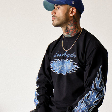 Black - Blue Flame Long Sleeve