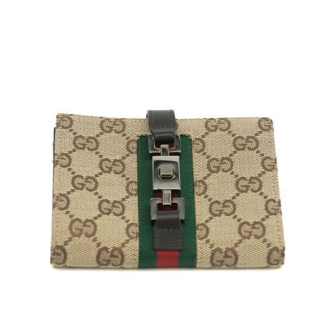 Gucci GG Canvas Sherry Line Jackie Compact Wallet #3539