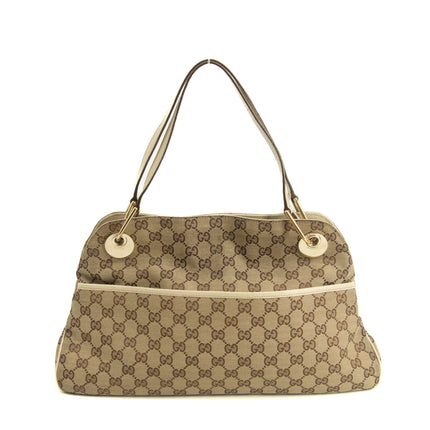 Gucci GG Canvas Beige x White Eclipse Medium Shoulder Bag #3552