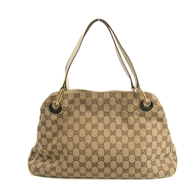 Gucci GG Canvas Beige x White Eclipse Medium Shoulder Bag #3552