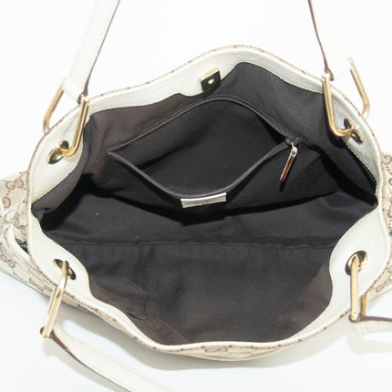 Gucci GG Canvas Beige x White Eclipse Medium Shoulder Bag #3552