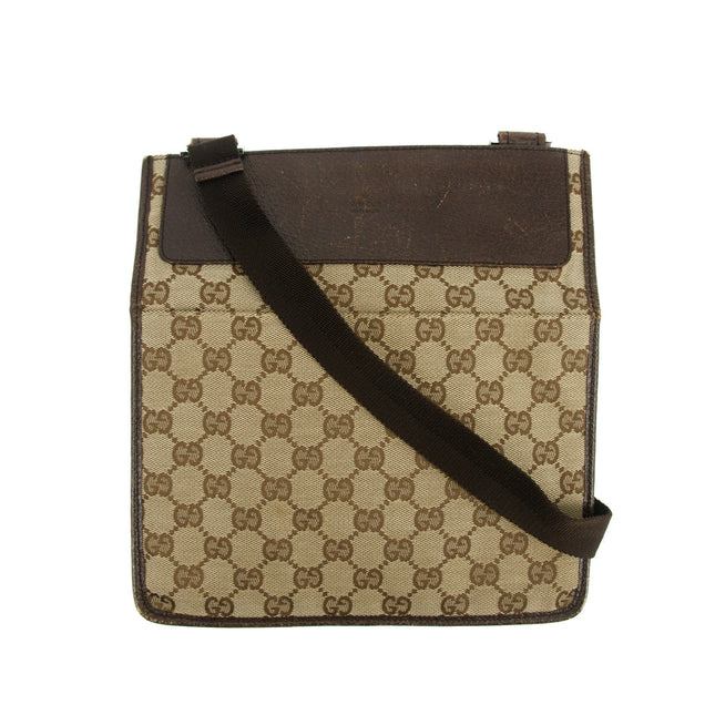 Gucci GG Canvas Flat Beige x Brown Messenger Bag #3553