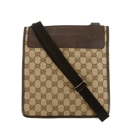 Gucci GG Canvas Flat Beige x Brown Messenger Bag #3553