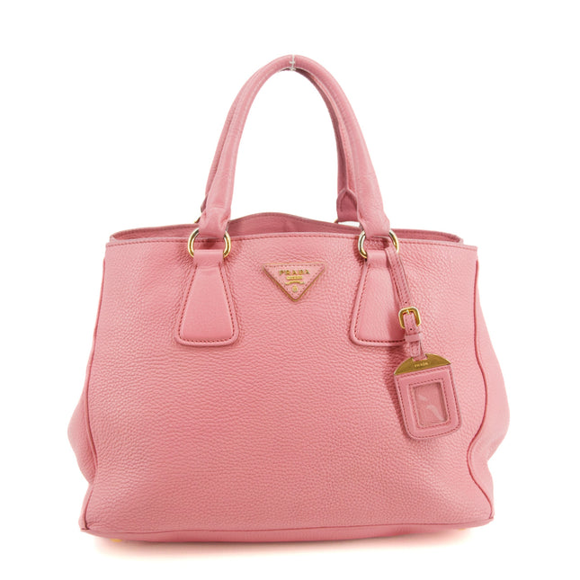 Prada Vitello Daino Leather Bauletto Pink Tote Bag #3596