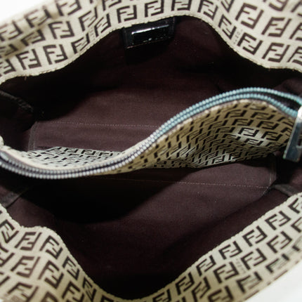 Fendi FF Zucchino Beige Canvas Shoulder Bag #3607