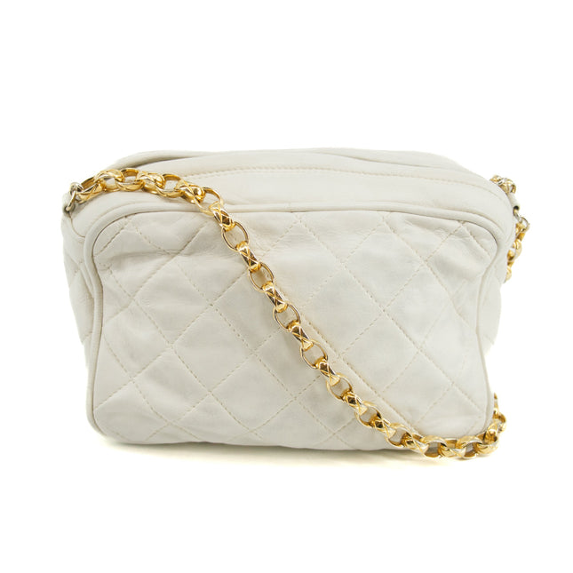 Chanel Matelasse Lambskin Tassel Camera Shoulder Bag White #3632
