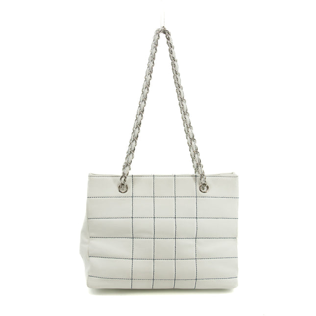 Chanel Wild Stitch White Lambskin Chocolate Bar Shoulder Bag #3640