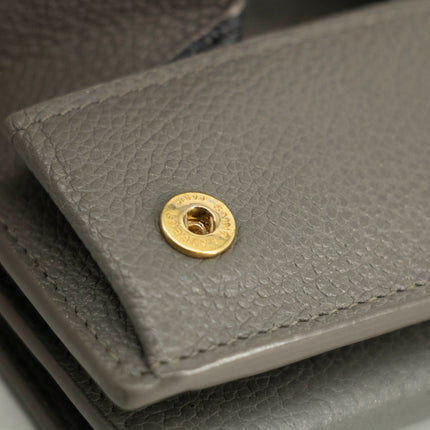 Saint Laurent YSL Grey Leather Trifold Compact Wallet #3703